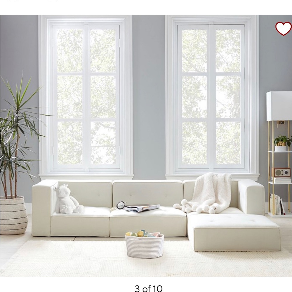 Pottery barn kids 2 piece suede sectional